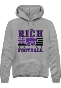 Zashon Rich  Rally K-State Wildcats Mens Grey Football NIL Striped Long Sleeve Hoodie
