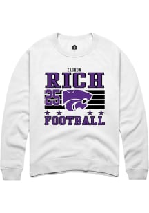 Zashon Rich  Rally K-State Wildcats Mens White Football NIL Striped Long Sleeve Crew Sweatshirt