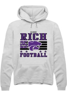 Zashon Rich  Rally K-State Wildcats Mens White Football NIL Striped Long Sleeve Hoodie