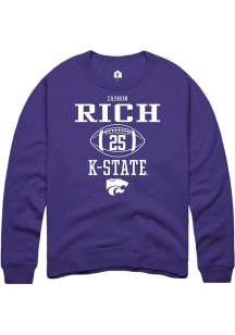 Zashon Rich  Rally K-State Wildcats Mens Purple Football NIL Sport Icon Long Sleeve Crew Sweatshir..