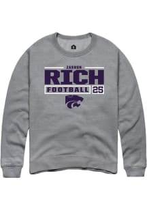 Zashon Rich  Rally K-State Wildcats Mens Graphite Football NIL Stacked Box Long Sleeve Crew Sweats..