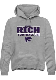 Zashon Rich  Rally K-State Wildcats Mens Graphite Football NIL Stacked Box Long Sleeve Hoodie