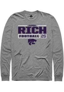 Zashon Rich  K-State Wildcats Graphite Rally Football NIL Stacked Box Long Sleeve T Shirt
