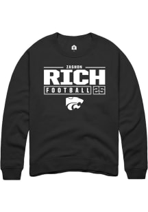 Zashon Rich  Rally K-State Wildcats Mens Black Football NIL Stacked Box Long Sleeve Crew Sweatshir..