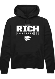Zashon Rich  Rally K-State Wildcats Mens Black Football NIL Stacked Box Long Sleeve Hoodie