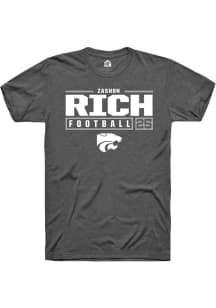 Zashon Rich  K-State Wildcats Grey Rally Football NIL Stacked Box Short Sleeve T Shirt