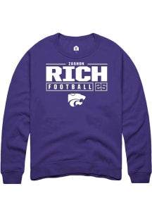 Zashon Rich  Rally K-State Wildcats Mens Purple Football NIL Stacked Box Long Sleeve Crew Sweatshi..