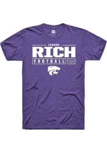 Zashon Rich  K-State Wildcats Purple Rally Football NIL Stacked Box Short Sleeve T Shirt