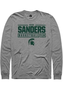 Nick Sanders  Michigan State Spartans Graphite Rally NIL Stacked Box Long Sleeve T Shirt