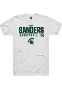 Nick Sanders  Michigan State Spartans White Rally NIL Stacked Box Short Sleeve T Shirt