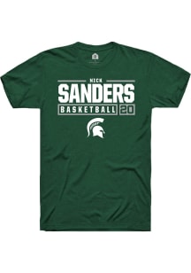 Nick Sanders  Michigan State Spartans Green Rally NIL Stacked Box Short Sleeve T Shirt