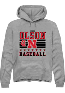 Chase Olson  Rally Nebraska Cornhuskers Mens Grey NIL Striped Long Sleeve Hoodie