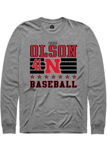 Chase Olson  Nebraska Cornhuskers Grey Rally NIL Striped Long Sleeve T Shirt