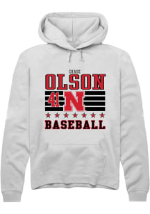 Chase Olson  Rally Nebraska Cornhuskers Mens White NIL Striped Long Sleeve Hoodie