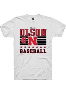 Chase Olson  Nebraska Cornhuskers White Rally NIL Striped Short Sleeve T Shirt