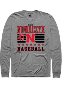 Colin Nowaczyk  Nebraska Cornhuskers Grey Rally NIL Striped Long Sleeve T Shirt