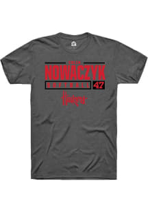 Colin Nowaczyk  Nebraska Cornhuskers Grey Rally NIL Stacked Box Short Sleeve T Shirt