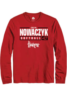 Colin Nowaczyk  Nebraska Cornhuskers Red Rally NIL Stacked Box Long Sleeve T Shirt
