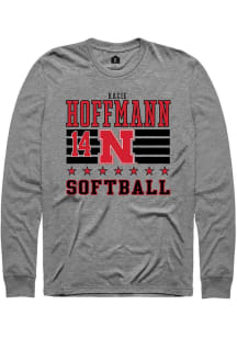 Kacie Hoffmann  Nebraska Cornhuskers Grey Rally NIL Striped Long Sleeve T Shirt