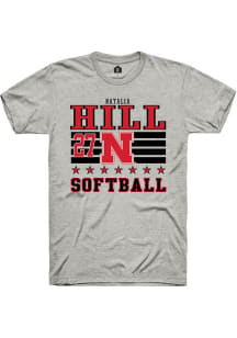 Natalia Hill  Nebraska Cornhuskers Ash Rally NIL Striped Short Sleeve T Shirt