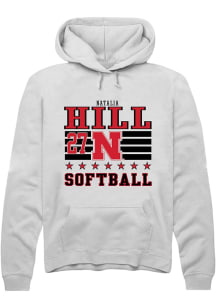 Natalia Hill  Rally Nebraska Cornhuskers Mens White NIL Striped Long Sleeve Hoodie