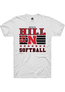 Natalia Hill  Nebraska Cornhuskers White Rally NIL Striped Short Sleeve T Shirt