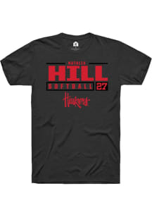 Natalia Hill  Nebraska Cornhuskers Black Rally NIL Stacked Box Short Sleeve T Shirt
