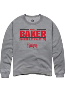 Reese Baker  Rally Nebraska Cornhuskers Mens Graphite NIL Stacked Box Long Sleeve Crew Sweatshirt