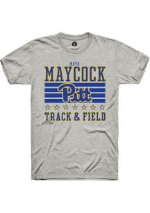 Maya Maycock  Pitt Panthers Ash Rally NIL Striped Short Sleeve T Shirt