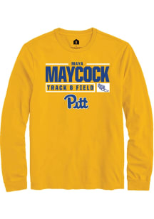 Maya Maycock  Pitt Panthers Gold Rally NIL Stacked Box Long Sleeve T Shirt