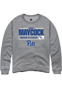 Maya Maycock  Rally Pitt Panthers Mens Graphite NIL Stacked Box Long Sleeve Crew Sweatshirt
