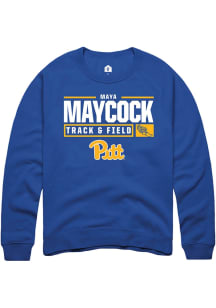 Maya Maycock  Rally Pitt Panthers Mens Blue NIL Stacked Box Long Sleeve Crew Sweatshirt