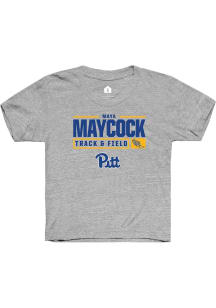Maya Maycock  Rally Pitt Panthers Youth Grey NIL Stacked Box Short Sleeve T-Shirt