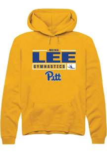 Meika Lee  Rally Pitt Panthers Mens Gold NIL Stacked Box Long Sleeve Hoodie
