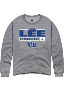 Meika Lee  Rally Pitt Panthers Mens Graphite NIL Stacked Box Long Sleeve Crew Sweatshirt