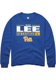 Meika Lee  Rally Pitt Panthers Mens Blue NIL Stacked Box Long Sleeve Crew Sweatshirt