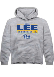 Meika Lee  Rally Pitt Panthers Youth Grey NIL Stacked Box Long Sleeve Hoodie