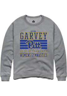 Reyna Garvey  Rally Pitt Panthers Mens Grey NIL Striped Long Sleeve Crew Sweatshirt