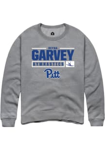 Reyna Garvey  Rally Pitt Panthers Mens Graphite NIL Stacked Box Long Sleeve Crew Sweatshirt