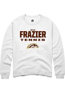 Julia Frazier  Rally Western Michigan Broncos Mens White NIL Stacked Box Long Sleeve Crew Sweatshi..