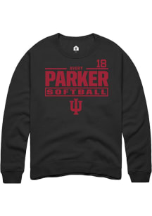 Avery Parker  Rally Indiana Hoosiers Mens Black NIL Stacked Box Long Sleeve Crew Sweatshirt