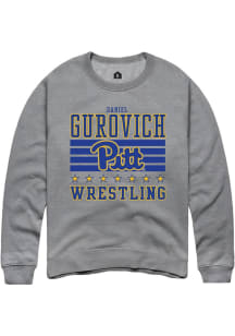 Daniel Gurovich  Rally Pitt Panthers Mens Grey NIL Striped Long Sleeve Crew Sweatshirt
