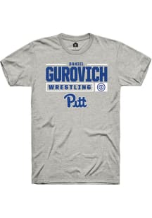 Daniel Gurovich  Pitt Panthers Ash Rally NIL Stacked Box Short Sleeve T Shirt