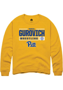 Daniel Gurovich  Rally Pitt Panthers Mens Gold NIL Stacked Box Long Sleeve Crew Sweatshirt