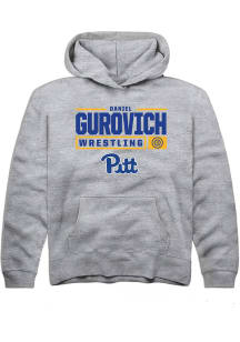 Daniel Gurovich  Rally Pitt Panthers Youth Grey NIL Stacked Box Long Sleeve Hoodie