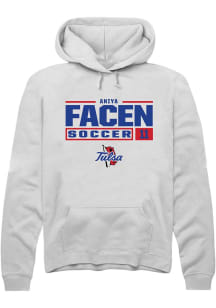 Aniya Facen  Rally Tulsa Golden Hurricane Mens White NIL Stacked Box Long Sleeve Hoodie