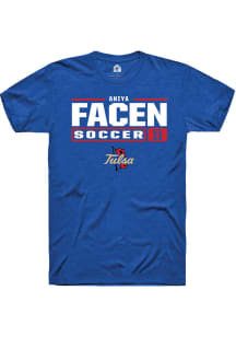 Aniya Facen  Tulsa Golden Hurricane Blue Rally NIL Stacked Box Short Sleeve T Shirt