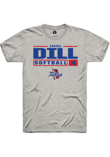 Annika Dill  Tulsa Golden Hurricane Ash Rally NIL Stacked Box Short Sleeve T Shirt