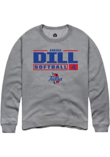 Annika Dill  Rally Tulsa Golden Hurricane Mens Graphite NIL Stacked Box Long Sleeve Crew Sweatshir..