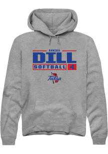 Annika Dill  Rally Tulsa Golden Hurricane Mens Graphite NIL Stacked Box Long Sleeve Hoodie